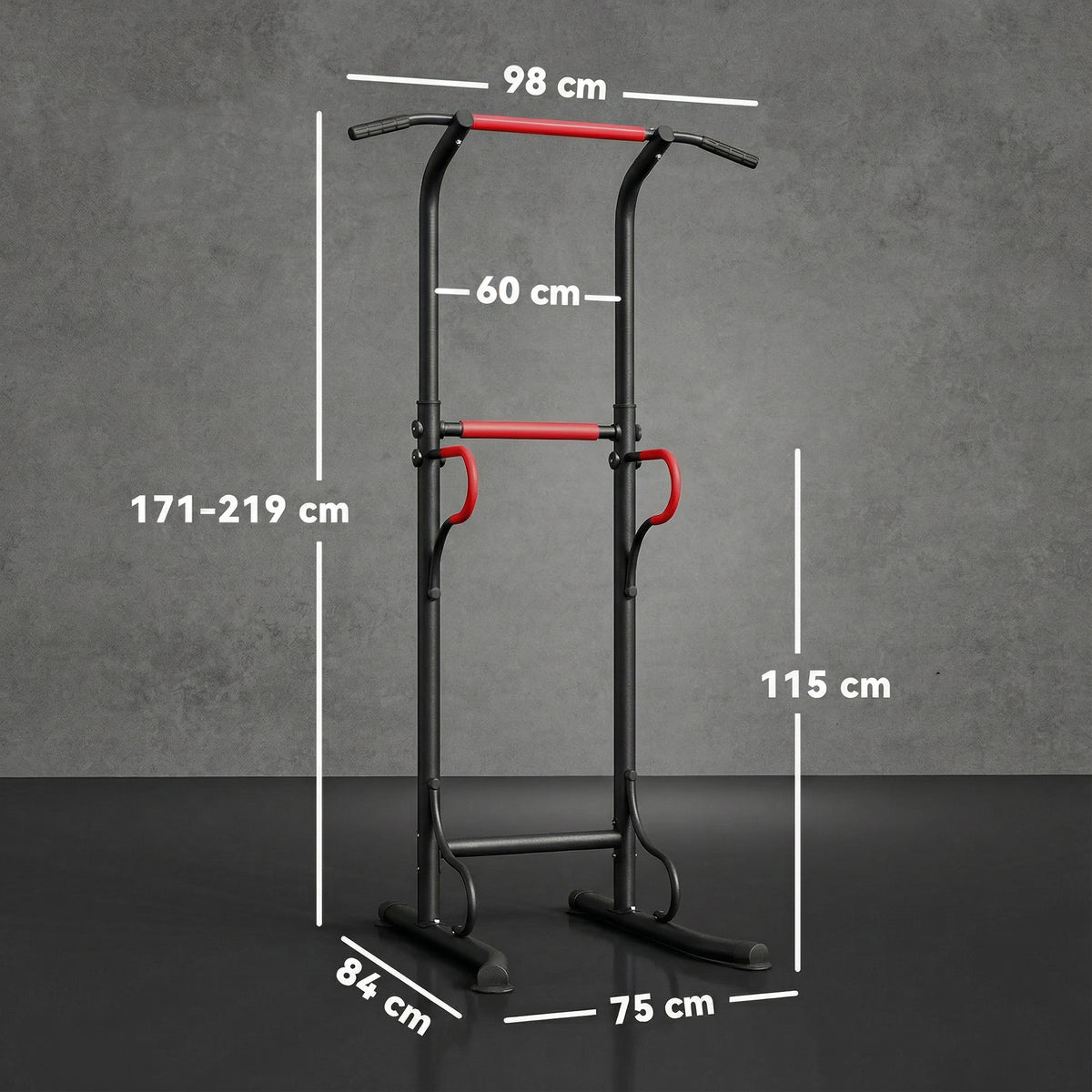 Steel Multi-Use Exercise Power Tower Pull Up Station Adjustable Height W/ Grips