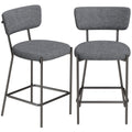 Barhocker im 2er-Set, Polster-Barstühle mit geschwungener Rückenlehne, für Kücheninsel, Frühstücksbereich, Grau