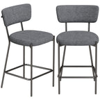 Barhocker im 2er-Set, Polster-Barstühle mit geschwungener Rückenlehne, für Kücheninsel, Frühstücksbereich, Grau