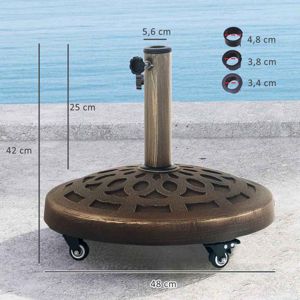 Sonnenschirmst?nder aus Beton, Schirmst?nder mit Rolle, Rund Schirmhalter St?nder f¨¹r Sonnenschirm 32/38/48mm