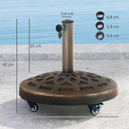 Sonnenschirmst?nder aus Beton, Schirmst?nder mit Rolle, Rund Schirmhalter St?nder f¨¹r Sonnenschirm 32/38/48mm