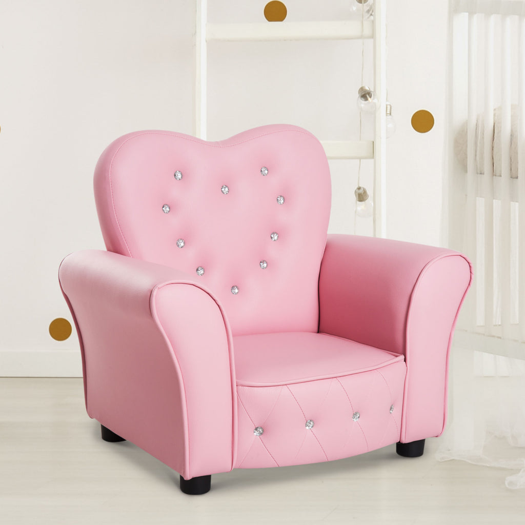  Kids Toddler Chair Sofa Children Armchair Seating Relax Playroom Seater Girl Princess Pink