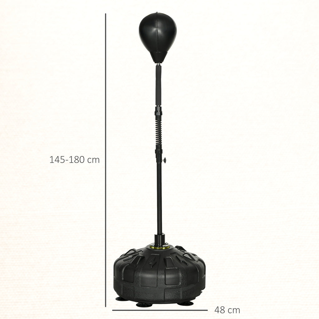 Punchingball, Boxständer, höhenverstellbar 145-180 cm, befüllbare Basis, Schwarz