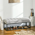 Sitzbank im Industrie-Design, Bettbank, Metallbeine, Rosa + Schwarz
