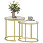 Nest of Tables with Steel Frame and Tempered Glass Tabletop, Modern Coffee Table Set of 2, Clear