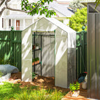 143 x 74cm Walk-In Greenhouse, with Shelves - White