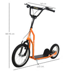 Kinderroller Scooter Tretroller mit verstellbarem Lenker, großen Rädern und Handbremse Kickscooter 16 Zoll Cityroller für Jungen und Mädchen ab 5 Jahre Metall Orange