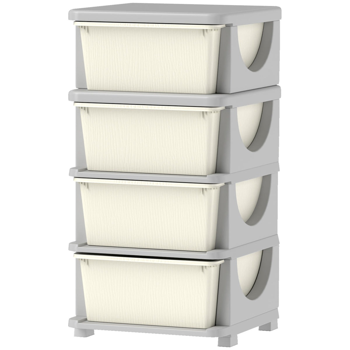 Four-Tier Kids Storage Boxes, with Four Drawers - White