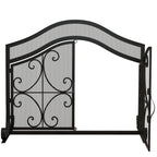 Funkenschutz für Kamine, elegantes Muster, doppeltürig, magnetische Türen, Schwarz, 105 x 40 x 80,5 cm