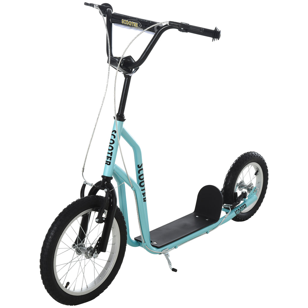 Kinderroller Scooter Tretroller mit verstellbarem Lenker, großen Rädern und Handbremse Kickscooter 16 Zoll Cityroller für Jungen und Mädchen ab 5 Jahre Metall Blau