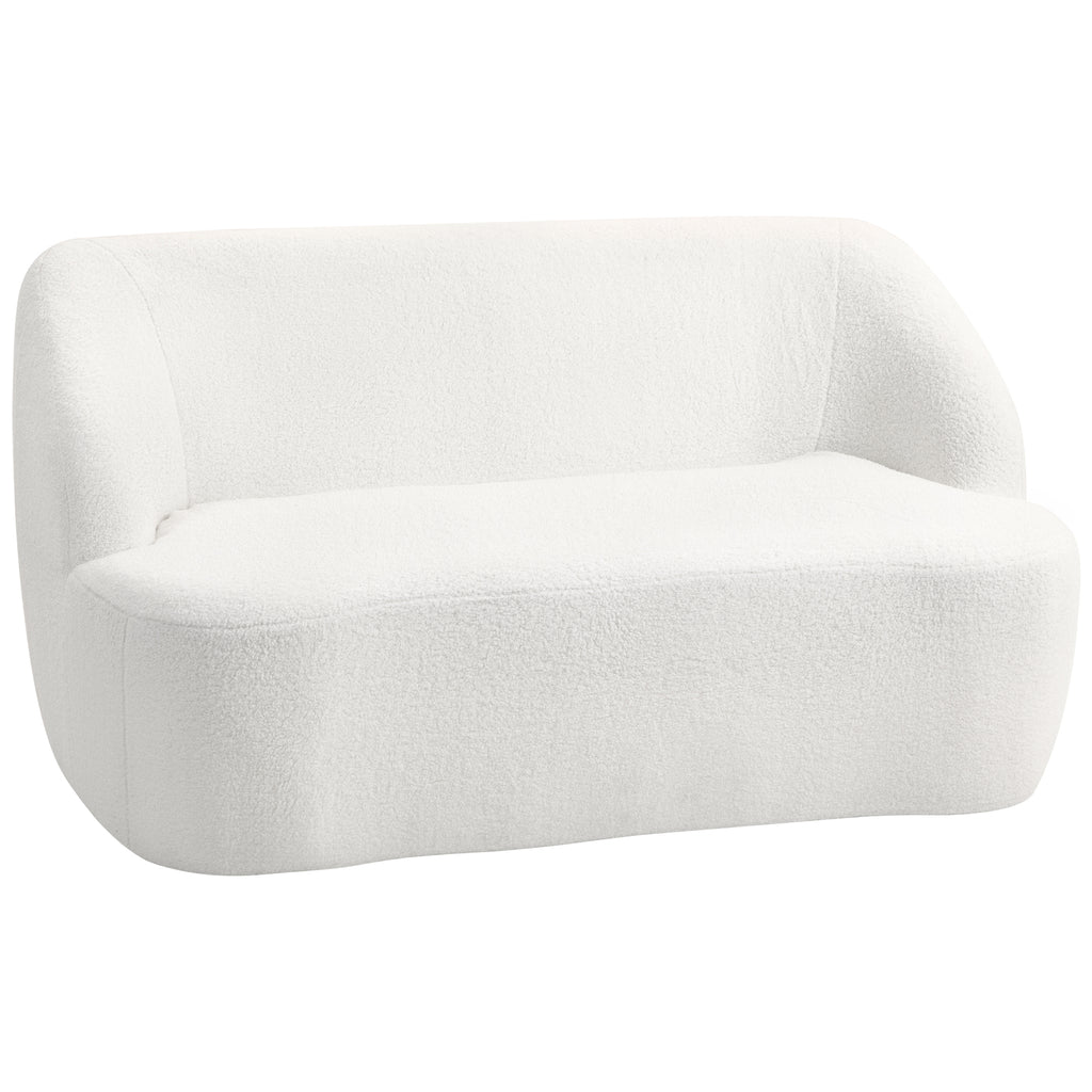 2-Sitzer-Sofa, geschwungenes Design, Polstersofa mit Fleece-Bezug, f¨¹r Wohnzimmer, Schlafzimmer, Homeoffice, Cremewei?