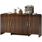 152 cm Sideboard Küchenschrank mit 4 Soft-Close-Türen, TV-Schrank für Wohnzimmer Küche, Walnussbraun