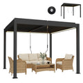 Pergola 3x3 m Aluminium Terrassenüberdachung mit LED-Beleuchtung Fernbedienung verstellbar Lamellendach