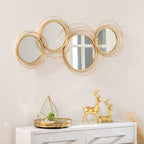 Metal Wall Art 56cm Modern Decorative Mirror Decor for Living Room Bedroom Dining Room, Gold