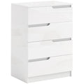 Moderne Kommode, Kleiderschrank, 4 Schubladen, Holz, Kippschutz, Fu?polster, Wei?