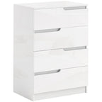 Moderne Kommode, Kleiderschrank, 4 Schubladen, Holz, Kippschutz, Fu?polster, Wei?