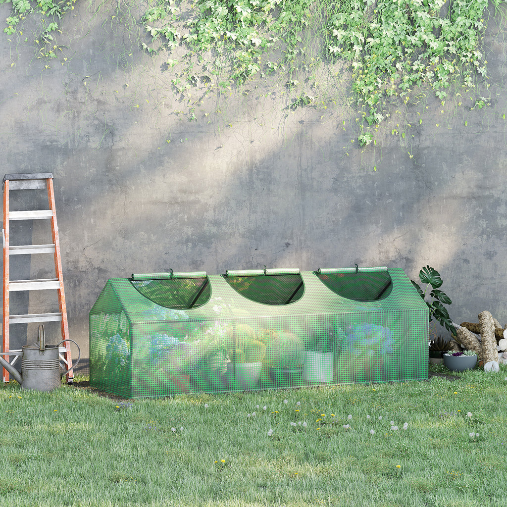 Mini Greenhouse Portable Flower Planter Vegetable Grow House for Garden with Zipped Windows, 180 x 60 x 60 cm, Green