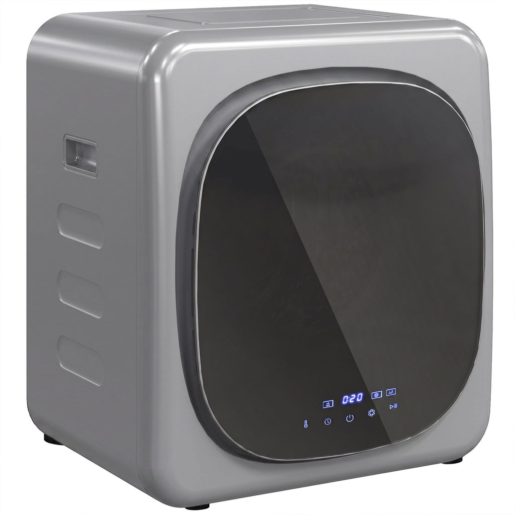 Ablufttrockner 4 kg mit Smart-Modus, 800 W Kompakttrockner mit Edelstahltrommel, Silber