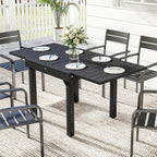 Expandable Patio Dining Table for 4-6 People, 80-160 cm Aluminium Extendable Outdoor Patio Table with Slatted Top, Black