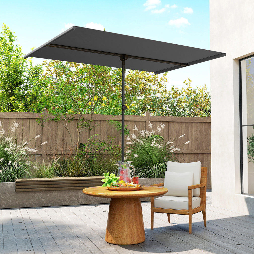 Sonnenschirm 180 Grad drehbar H?henverstellbar Gartenschirm mit Aluminium-Mast 150x205cm Dunkelgrau
