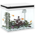 41 Liter Glas-Aquarium mit Filtersystem, LED-Lichtern, Wasserpumpe, für verschiedene Fischarten, Weiß