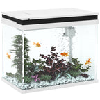 41 Liter Glas-Aquarium mit Filtersystem, LED-Lichtern, Wasserpumpe, für verschiedene Fischarten, Weiß
