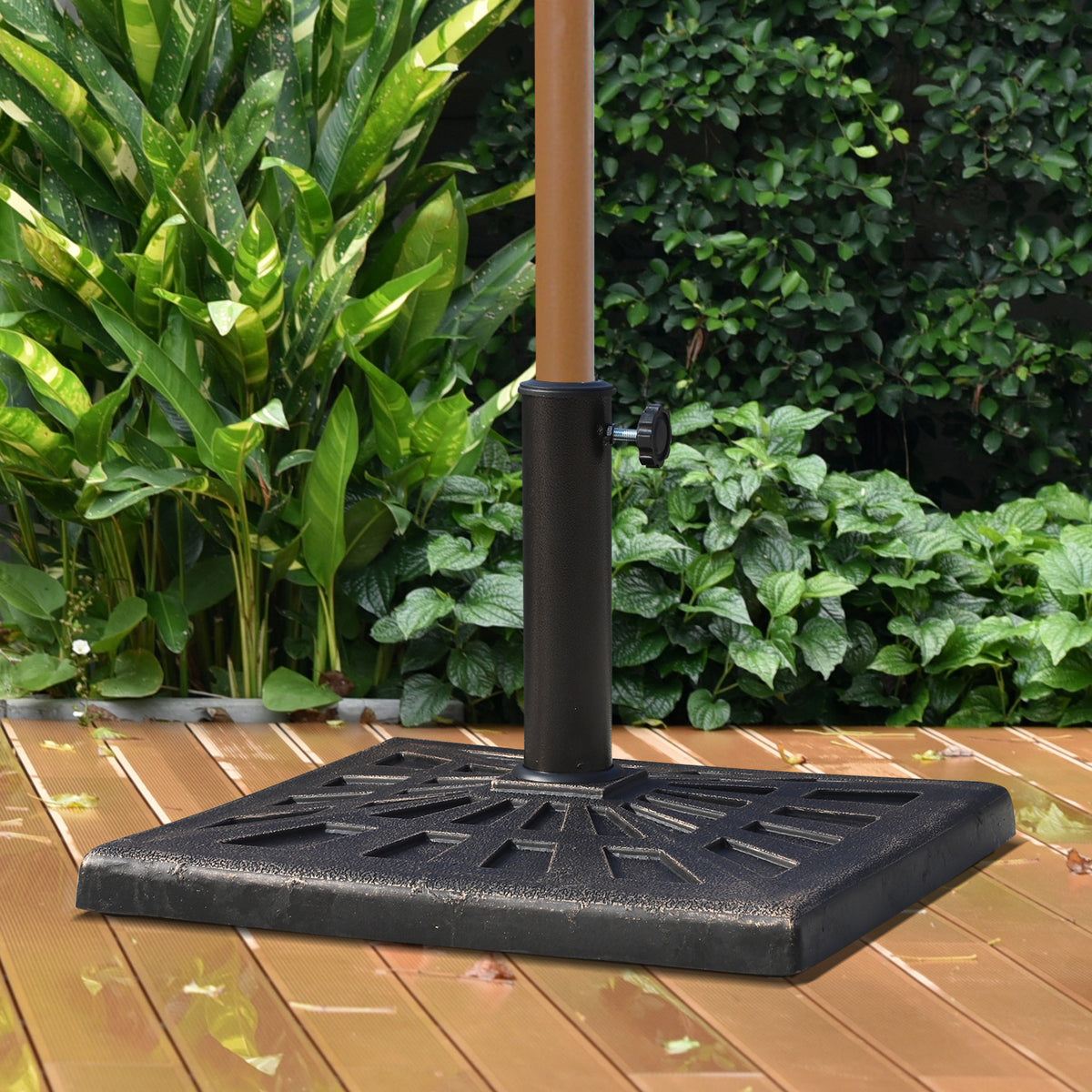 15kg Resin Durable Patterned Colophony Garden Patio Square Umbrella Stand Base Stand Bronze