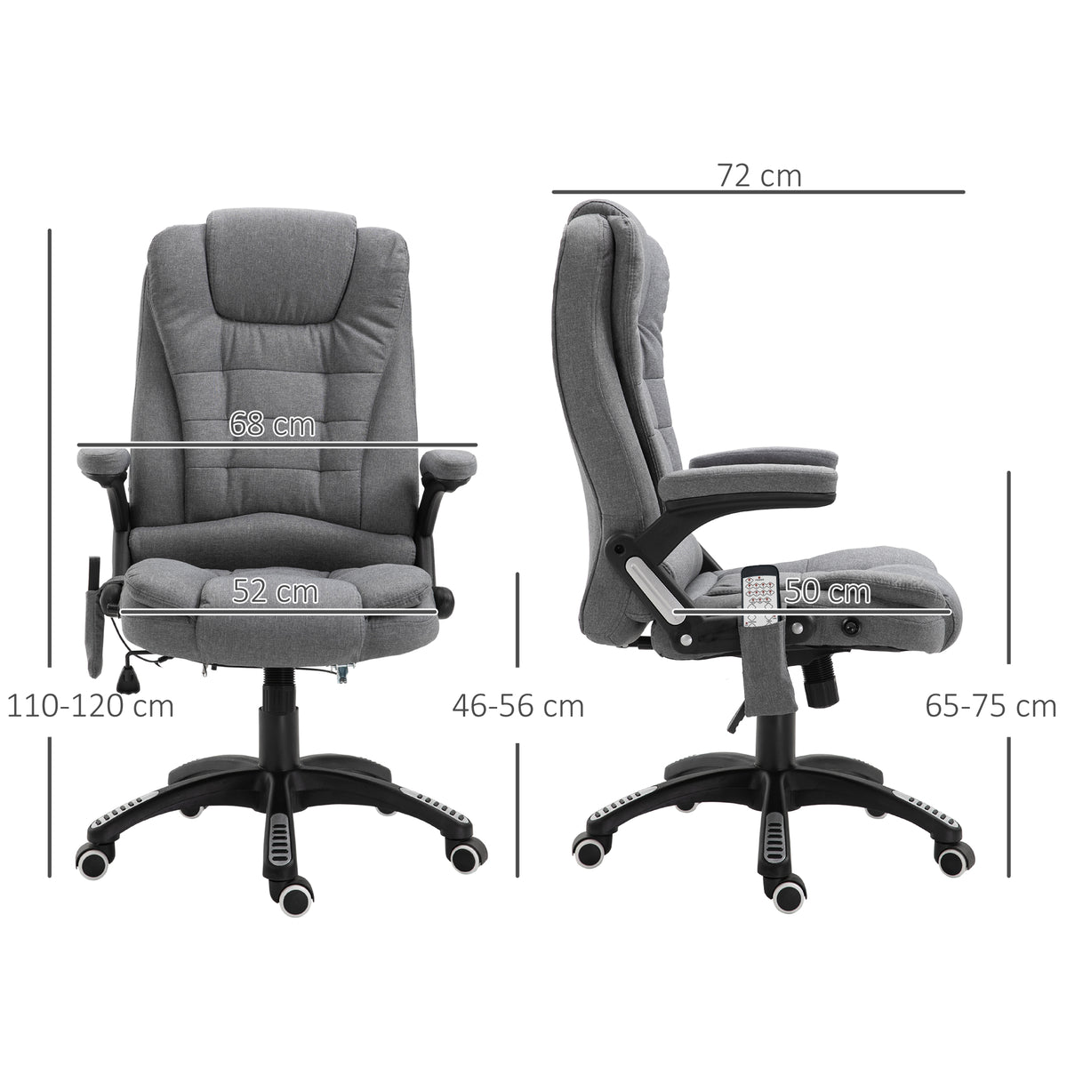 Heizfunktion, Liegefunktion, Wippfunktion, Ergonomisch, Höhenverstellbar, 360° Drehbar, Computerstuhl, Seitentasche