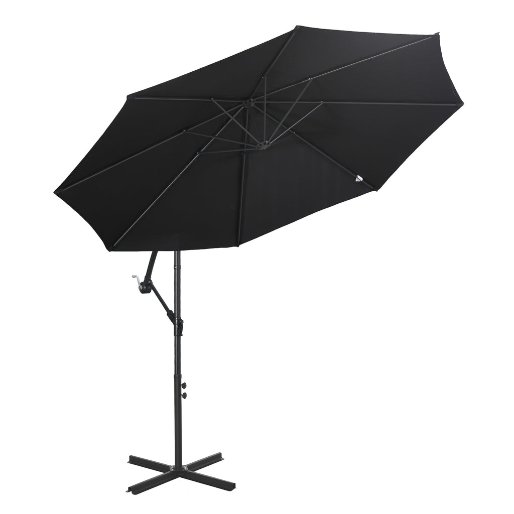 2.45m Overhanging Cantilever Parasol, with Cross Base - Black