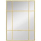 Wandspiegel, dekorativer Spiegel mit Metallrahmen, goldene Streifen, Mehrschichtglas, 50B x 2T x 70H cm