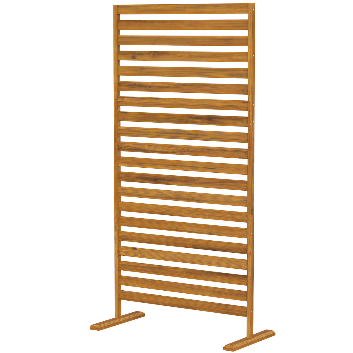 Sichtschutz aus Holz 80 x 170 cm Raumteiler mit Standfuß Lamellen, freistehender Raumtrenner Braun