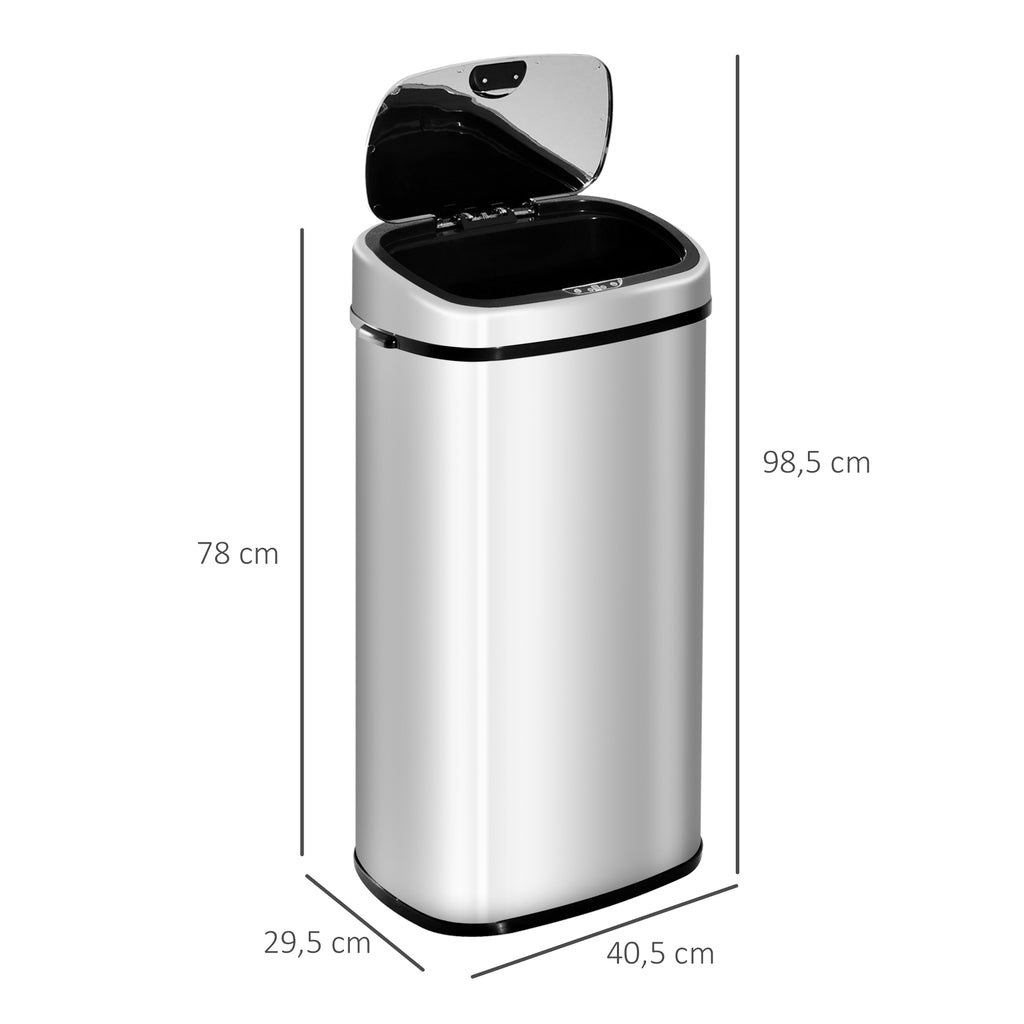 Sensor Mülleimer 68L Automatik Mülleimer mit Bewegungssensor, Wasserdichter Abfalleimer für Büro, Schlafzimmer, Küchen Edelstahl Silber