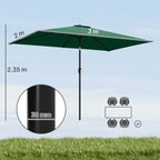 Garden Parasol, Parasol Umbrella with Crank Handle, Tilt Function, Polyester Canopy, Green