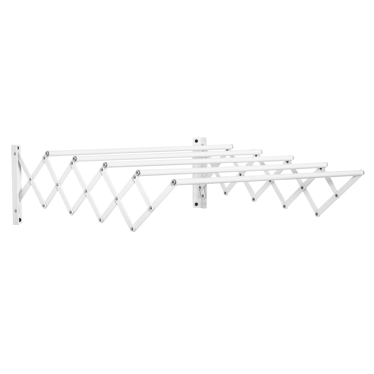 Wäscheständer für Wandmontage ausziehbar klappbar platzsparender Wäschetrockner, Wandwäschetrockner für Innen und Außen, Weiß, 63,5 x 60 x 20 cm