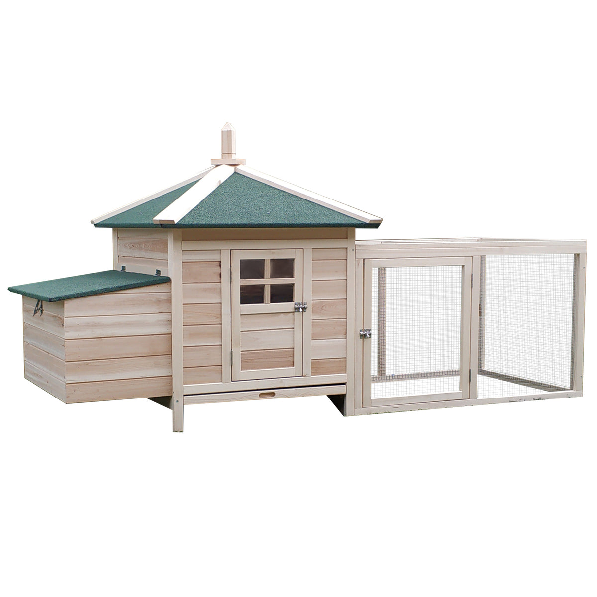  Chicken Coop Small Animal Pet Cage w/ Nesting Box Outdoor Run Backyard Wooden