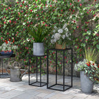 Blumenst?nder, 2er-Set, Skandinavisches Design, Metallrahmen, 58,5/65cm H?he, Schwarz