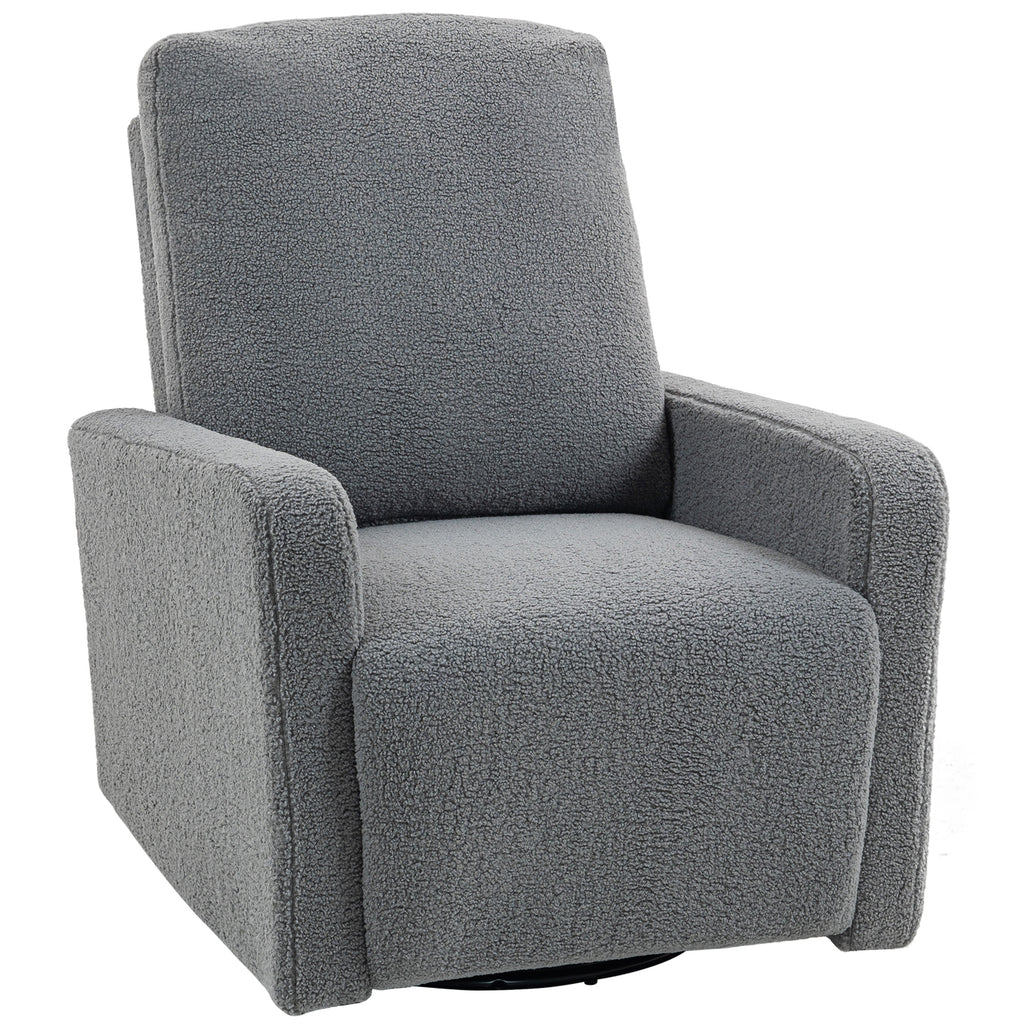 Recliner-Sessel, Entspannungssessel mit Fleece-Bezug, verstellbare Rückenlehne, Polstersessel, Stahl, Grau