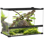 Glas-Terrarium f¨¹r Reptilien, erh?hter & wasserdichter Boden, Knopfschloss
