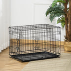 Hundekäfig, Transportkäfig, Drahtkäfig, herausnehmbare Bodenwanne, Schwarz