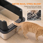 2er-Set Katzenklo Edelstahl XL mit Hohem Rand Deckel 60x40x30cm