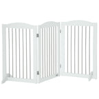 Foldable Dog Gate, Freestanding Pet Gate, with Two Support Feet, for Staircases, Hallways, Doorways - White
