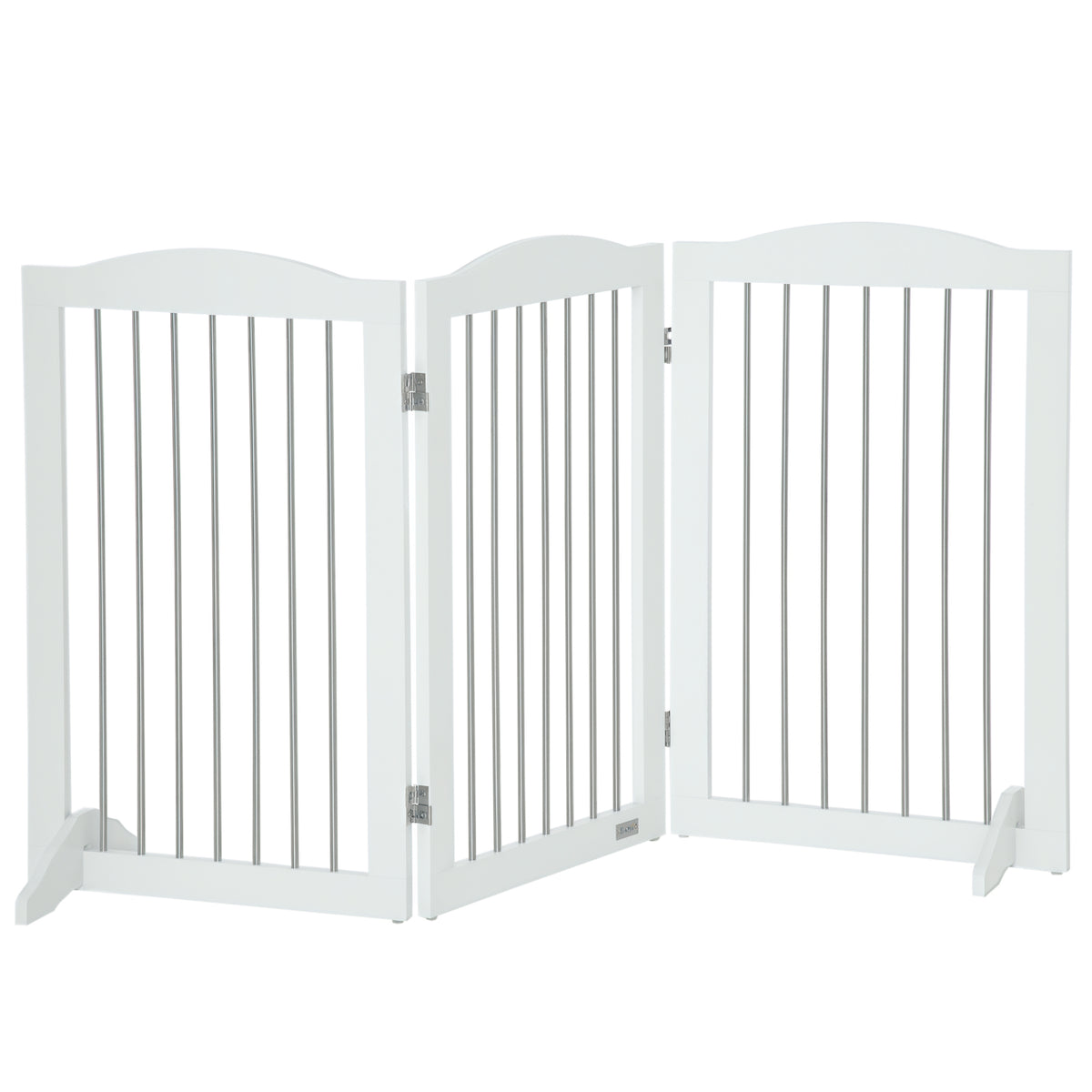 Foldable Dog Gate, Freestanding Pet Gate, with Two Support Feet, for Staircases, Hallways, Doorways - White