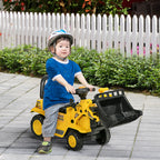 Sitzbagger Aufsitzbagger mit Schaufel Kinderbagger mit Stauraum unter Sitz Rutschauto Spielzeugbagger zum Sitzen bis 30kg, Draufsitzen für Kinder 1,5-4 Jahre Gelb+Schwarz