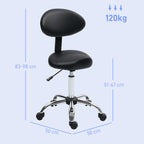 Rollhocker höhenverstellbar mit Rückenlehne Drehhocker 83-98 cm Arbeitshocker 360° drehbar für Büro Salon