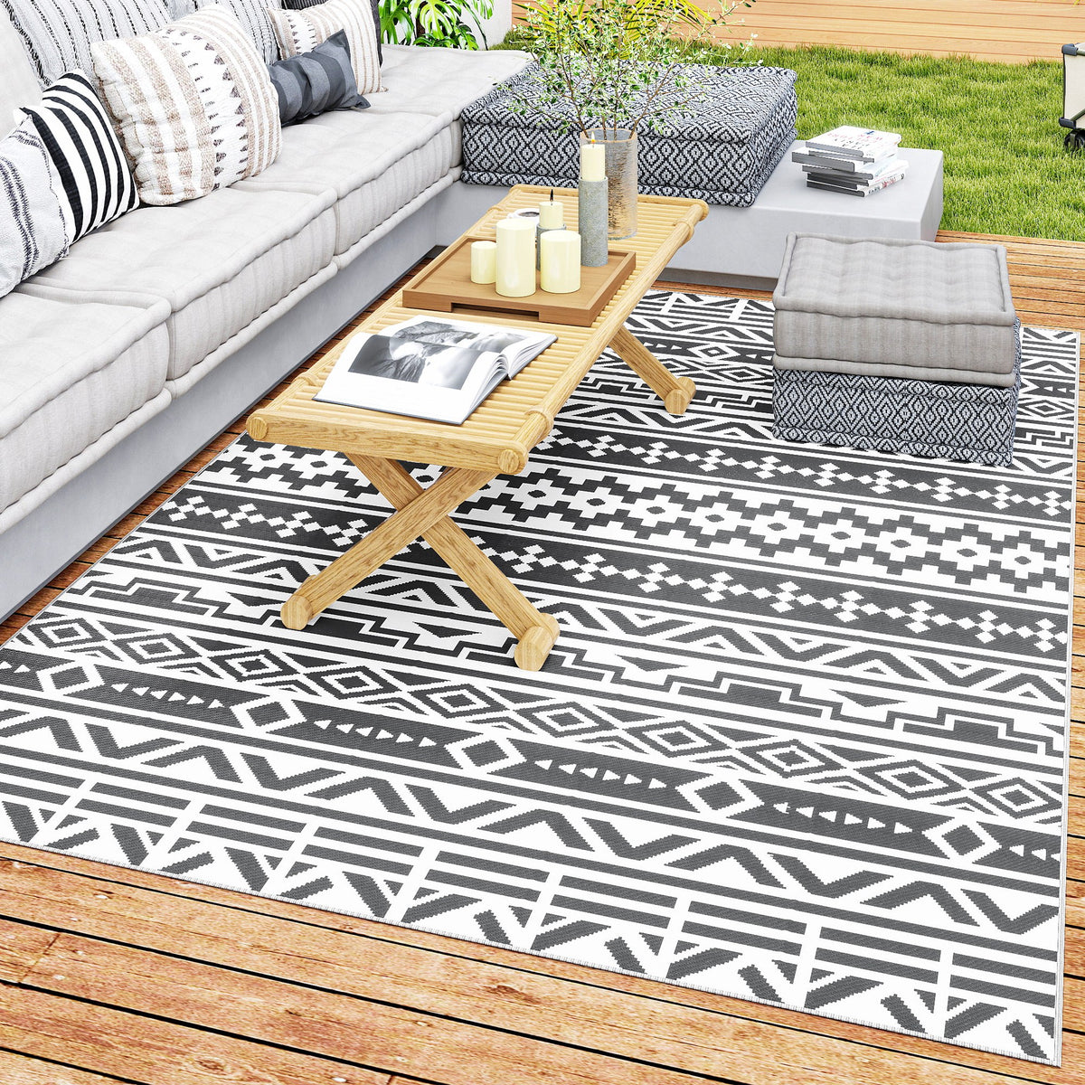 Outdoor Teppich robuster Wetterfest Outdoorteppich, Carpet mit Boho-Style, Outdoor-Teppich f¨¹r Wohnzimmer Balkon