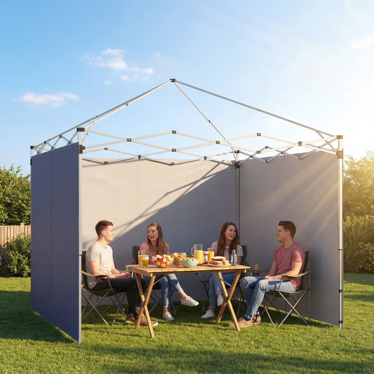 3-teiliges Set Seitenteile mit Reißverschluss für 3 x 3 m Pavillon, Dunkelblau