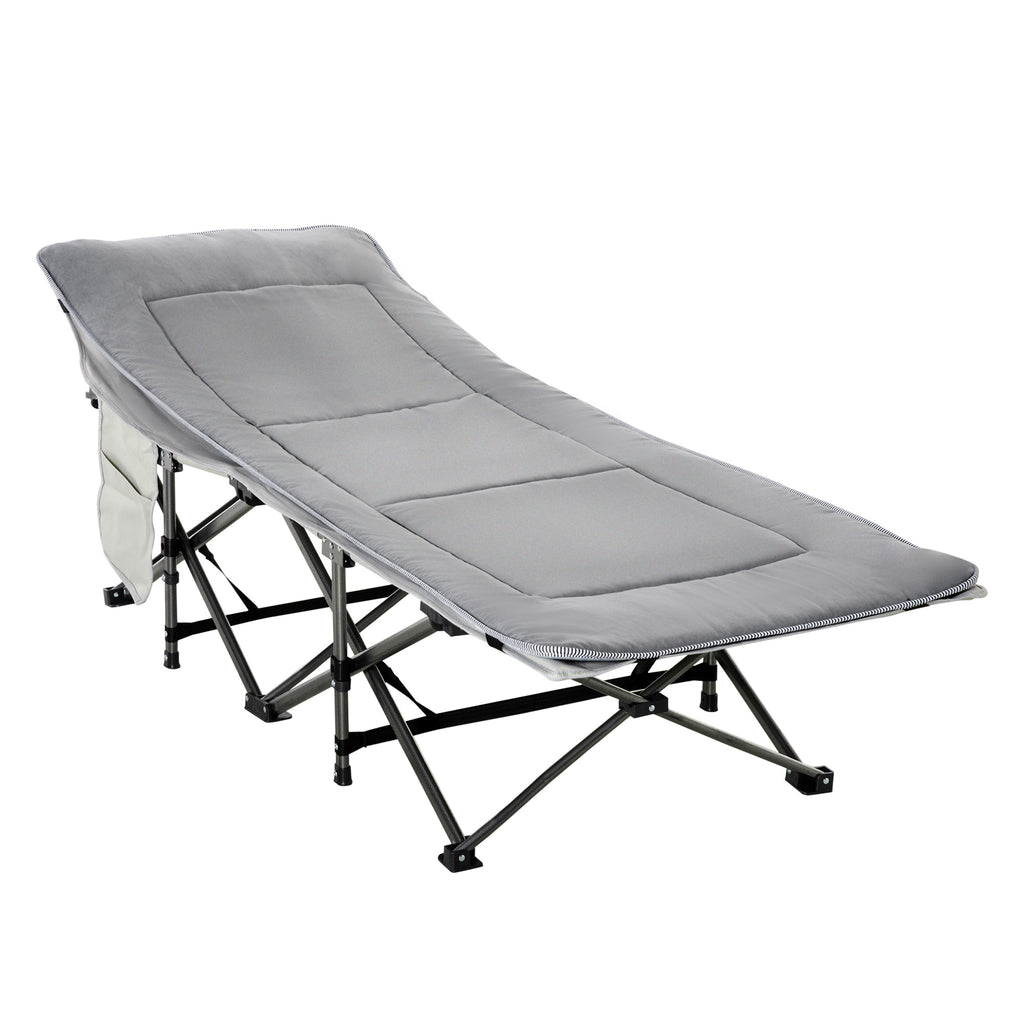 Feldbett faltbar Campingbett mit Matratze Tragetasche 188 x 64,5 x 53 cm Gästebett bis 150 kg belastbar Campingliege für Erwachsene Klappbett für Outdoor Garten Camping Reisen Hellgrau