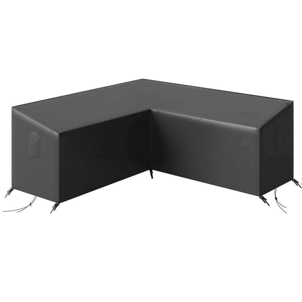 V-Shaped Patio Furniture Cover, Waterproof Outdoor V-Shaped Sectional Sofa Cover, Anti-UV with Air Vent, Black