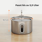 Katzenbrunnen 2,5L Trinkbrunnen für Katzen mit leiser Pumpe LED Aktivkohlefilter 19,4 x 19,4 x 18,7 cm