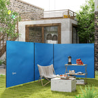 4 Pole Camping Windbreaks, Beach Wind Shield Shelter with Carry Bag and Steel Poles, 540cm x 150cm, Blue